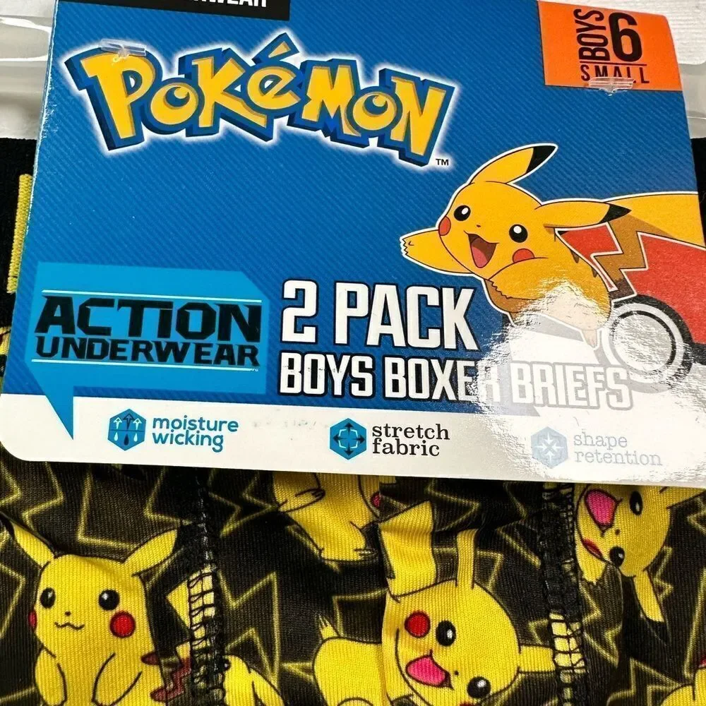 NWT Pokemon Boys Kids 2 Pair Underwear Boxer Briefs - 2 pack - Size Small/6